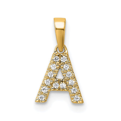14K Diamond Letter A Initial with Bail Pendant