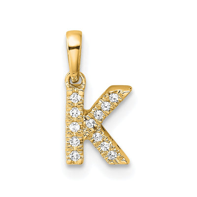 14K Diamond Letter K Initial with Bail Pendant