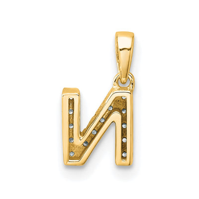 14K Diamond Letter N Initial with Bail Pendant