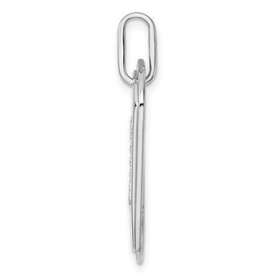 14K White Gold Diamond Initial I Dog Tag Charm