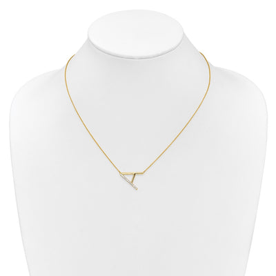 14K Sideways Diamond Initial A Necklace