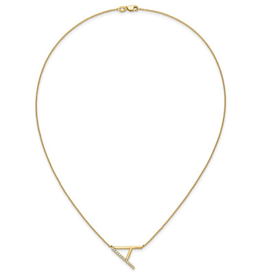 14K Sideways Diamond Initial A Necklace