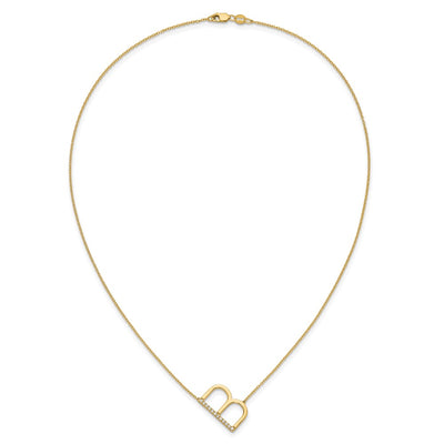 14K Sideways Diamond Initial B Necklace