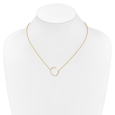 14K Sideways Diamond Initial C Necklace