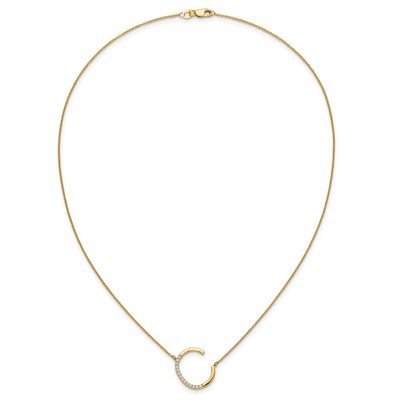 14K Sideways Diamond Initial C Necklace