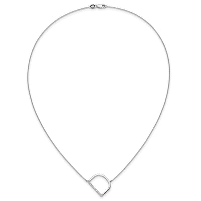 14K White Gold Sideways Diamond Initial D Necklace