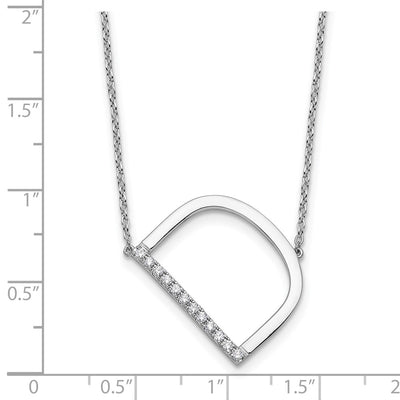 14K White Gold Sideways Diamond Initial D Necklace