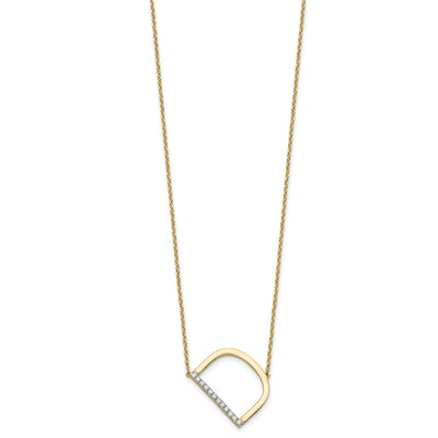 14K Sideways Diamond Initial D Necklace