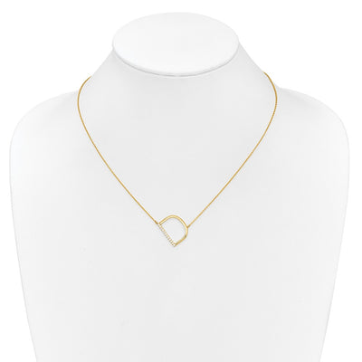 14K Sideways Diamond Initial D Necklace