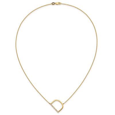 14K Sideways Diamond Initial D Necklace