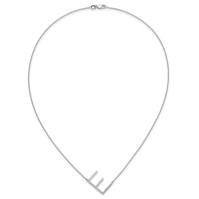14K White Gold Sideways Diamond Initial E Necklace