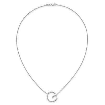 14K White Gold Sideways Diamond Initial G Necklace