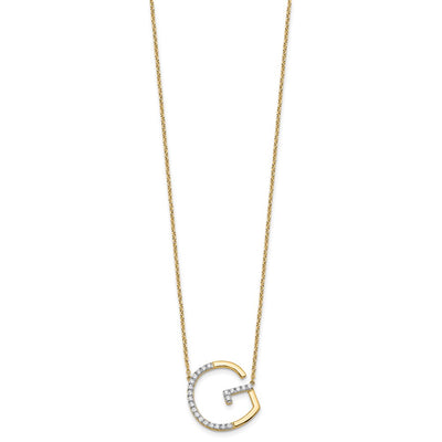 14K Sideways Diamond Initial G Necklace
