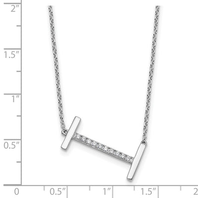14K White Gold Sideways Diamond Initial I Necklace