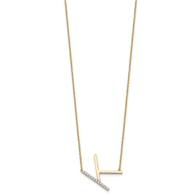 14K Sideways Diamond Initial K Necklace
