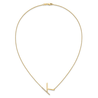 14K Sideways Diamond Initial K Necklace