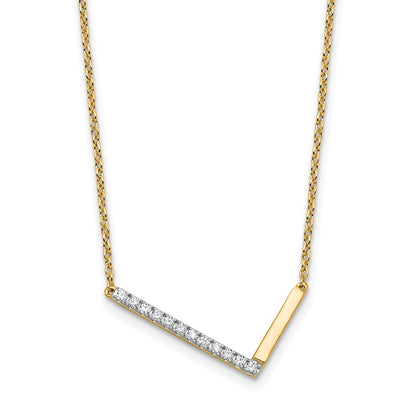 14K Sideways Diamond Initial L Necklace