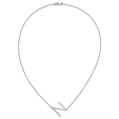 14K White Gold Sideways Diamond Initial N Necklace