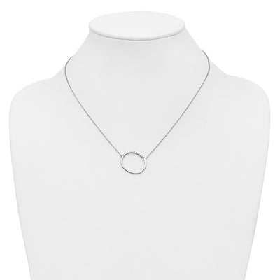 14K White Gold Sideways Diamond Initial O Necklace
