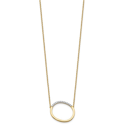 14K Sideways Diamond Initial O Necklace