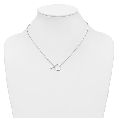 14K White Gold Sideways Diamond Initial P Necklace