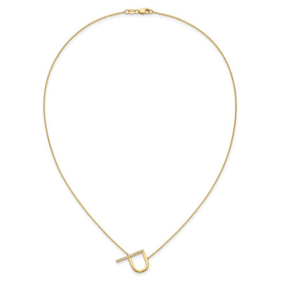 14K Sideways Diamond Initial P Necklace