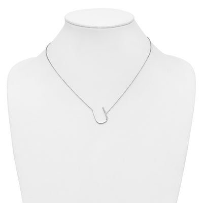 14K White Gold Sideways Diamond Initial U Necklace