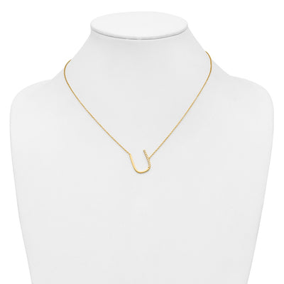 14K Sideways Diamond Initial U Necklace