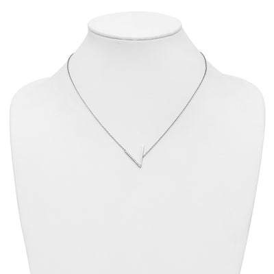 14K White Gold Sideways Diamond Initial V Necklace