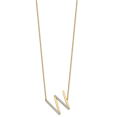 14K Sideways Diamond Initial W Necklace