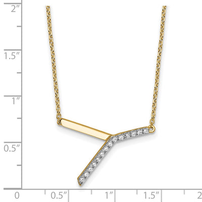 14K Sideways Diamond Initial Y Necklace