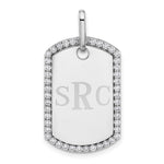 14K White Gold Personalized Diamond Dog Tag Charm view