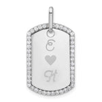 14K White Gold Personalized Diamond Dog Tag Charm view