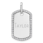14K White Gold Personalized Diamond Dog Tag Charm view