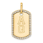 14K Yellow Gold Personalized Diamond Dog Tag Charm view