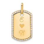14K Yellow Gold Personalized Diamond Dog Tag Charm view