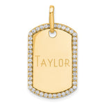 14K Yellow Gold Personalized Diamond Dog Tag Charm view