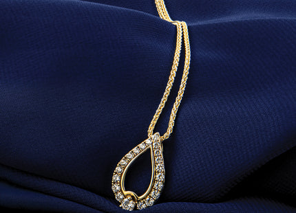 14k Polished 1/2 carat Diamond Teardrop Chain Slide