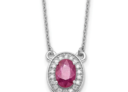 14K white gold diamond oval necklace