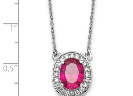 14K white gold diamond oval necklace, another view