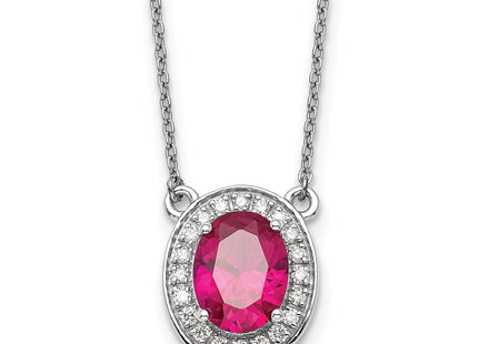 14K white gold diamond oval necklace