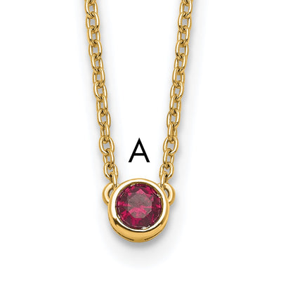 14K 1 Synthetic Birthstone Complete Family Necklace