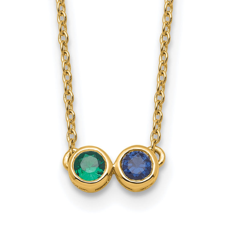 14K gold birthstone necklace, synthetic stone, alternate view