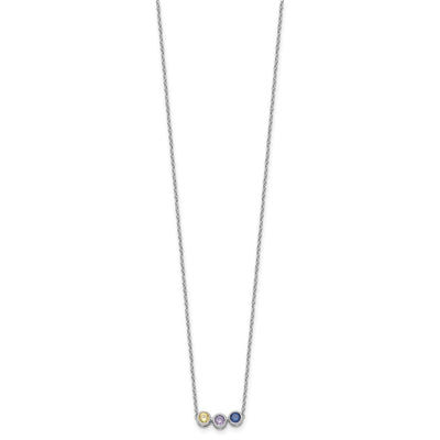 14K White Gold 3 Synthetic Birthstone Complete Family Necklace