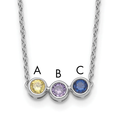 14K White Gold 3 Genuine Birthstone Complete Family Necklace