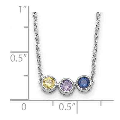 14K White Gold 3 Synthetic Birthstone Complete Family Necklace