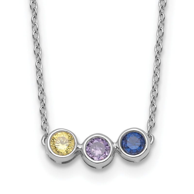 14K white gold birthstone necklace, synthetic stone, alternate view