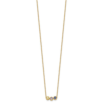 14K 3 Genuine Birthstone Complete Family Necklace