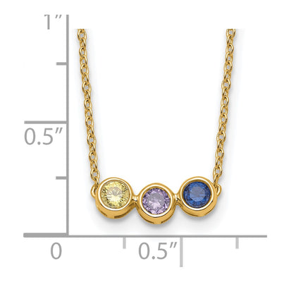 14K 3 Genuine Birthstone Complete Family Necklace