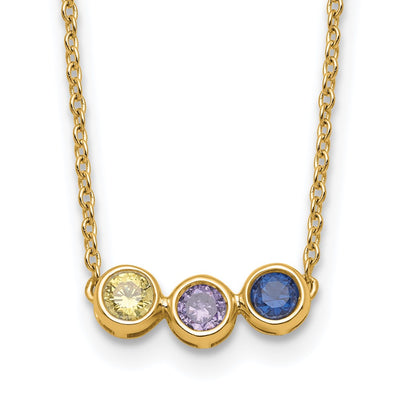 14K 3 Synthetic Birthstone Complete Family Necklace